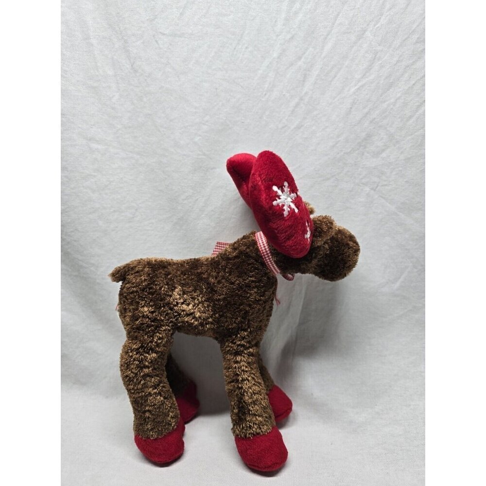 Moose Red Antlers White Snowflakes Plush Stuffed Animal Douglas Cuddle Toys 9"